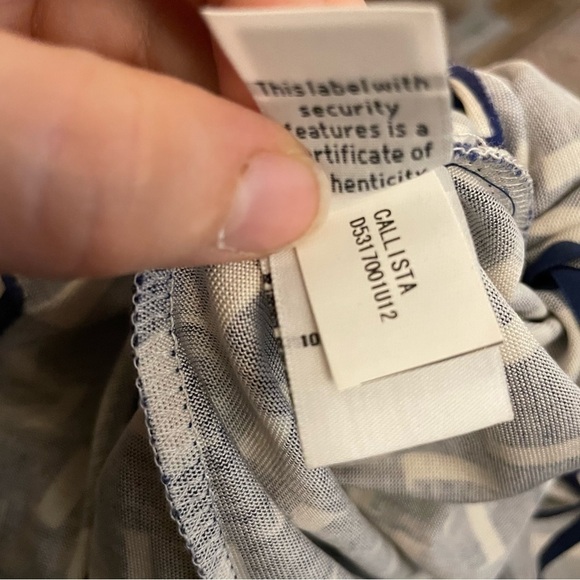 Diane Von Furstenberg Callista Sleeveless Blue and White Silk Wrap Dress - Picture 7 of 8